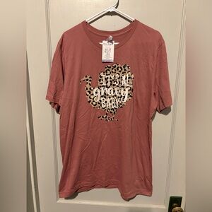 Rust Graphic T-Shirt with Leopard Print Turkey